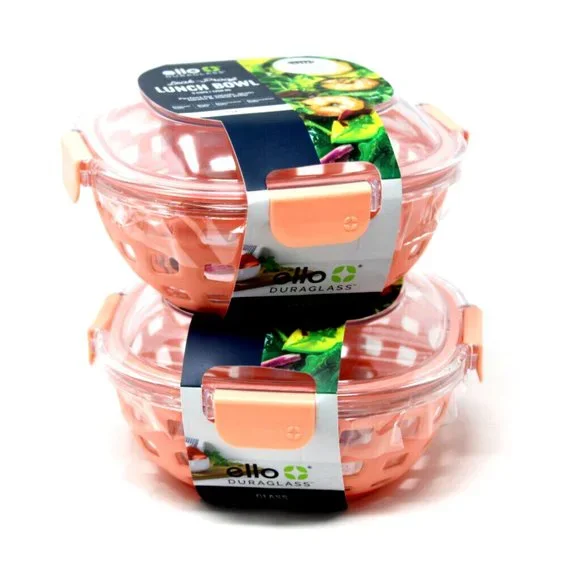 2PK OF Ello GLASS 5 Cup Lunch Bowl Food Storage Container, Peach - Picture 2 of 8